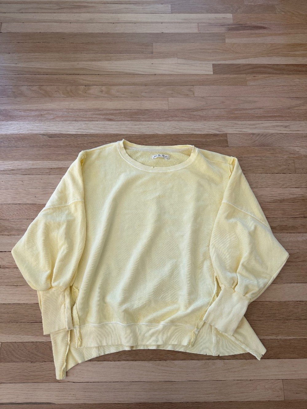 Free People pale yellow crewneck sweatshirt